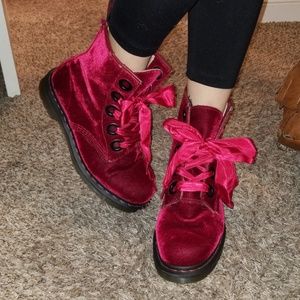 Velvet Doc Martens w/ ribbon laces